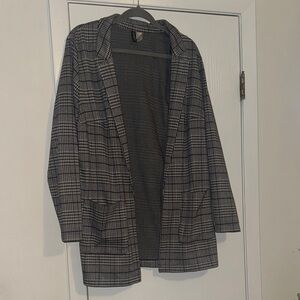 H&M Black and White Plaid Blazer